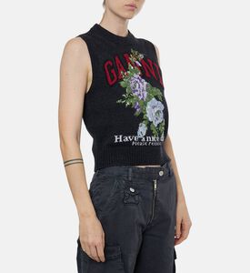 Ganni Flower-embroidery Sleeveless Vest, Model View