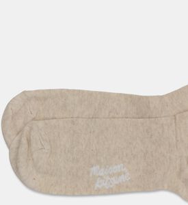 Maison Kitsune Embroidered Patch Ribbed Knit Crew Socks, Camel, 40-45, Packshot View