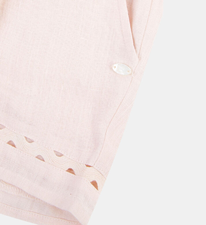 Girl Ric-rac Trim Linen Shorts