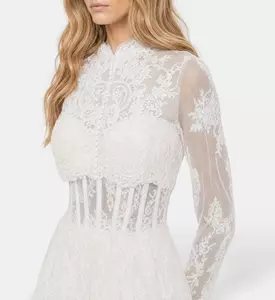 L Atelier Du Luxe Chantilly Lace Long-sleeve Gown, Model View