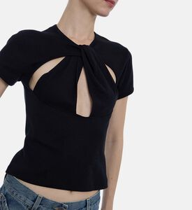 بلوزة قصيرة الأكمام بفتحات جانبية