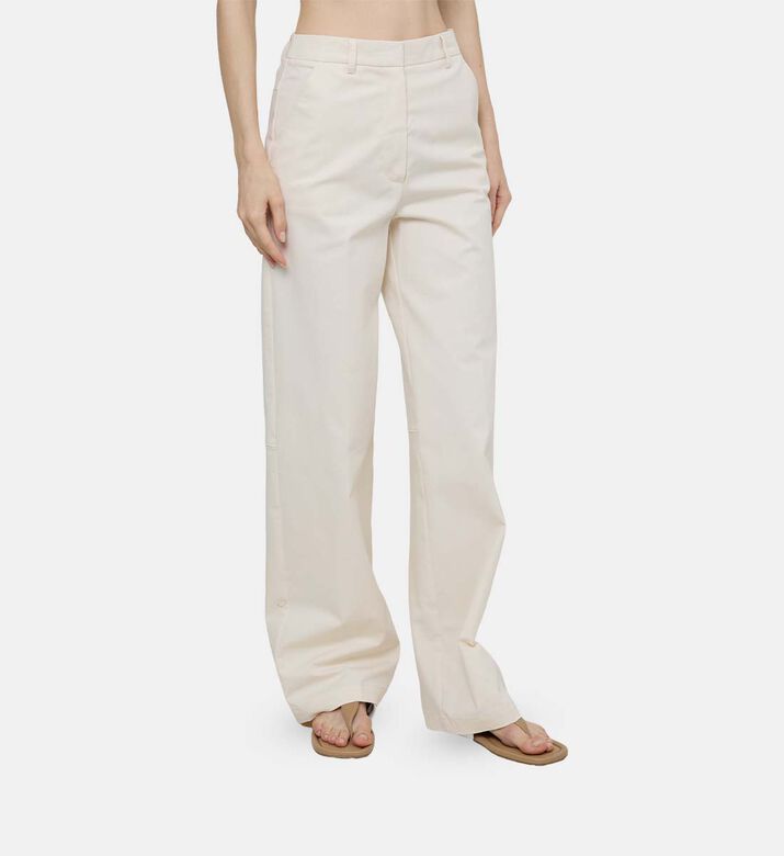Cotton Canvas Belted Trousers