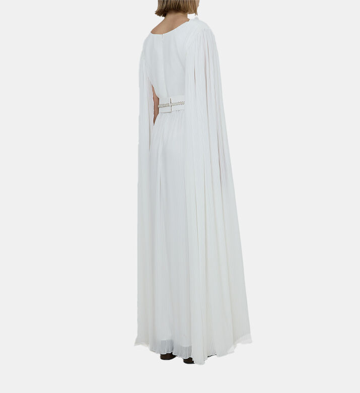 فستان واسع بحزام مزخرف بطيات