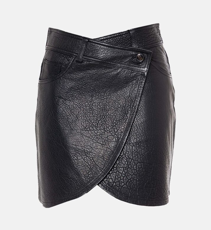 Ba and Sh Leather Wrap Mini Skirt, Packshot View