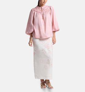 Carter and White Lizzie Pleated Ruffled Blouse, Pink, Xl, Model View