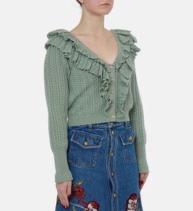 Alice and Olivia Eileen Ruffle V-neck Cardigan, Model View