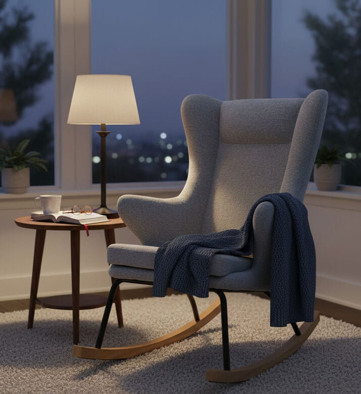Home Deco and More Dolly Ash Wood Steel Rocking Chair, Grey, Packshot View Home Deco and More Dolly Ash Wood Steel Rocking Chair, Grey, Packshot View