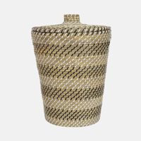 Grass Round Lidded Basket - 45 Cm