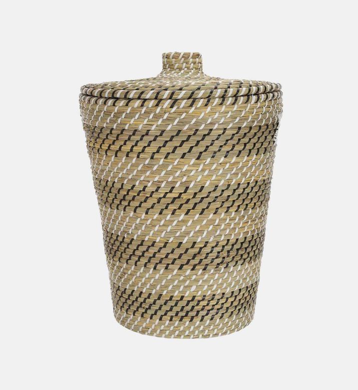 Grass Round Lidded Basket - 45 Cm