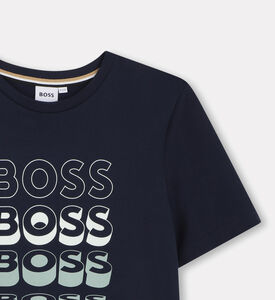 Boss Multi-logo-printed Jersey T-shirt, Navy, 14y, Packshot View