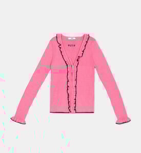 Logo-embroidered Ruffled Cardigan Logo-embroidered Ruffled Cardigan