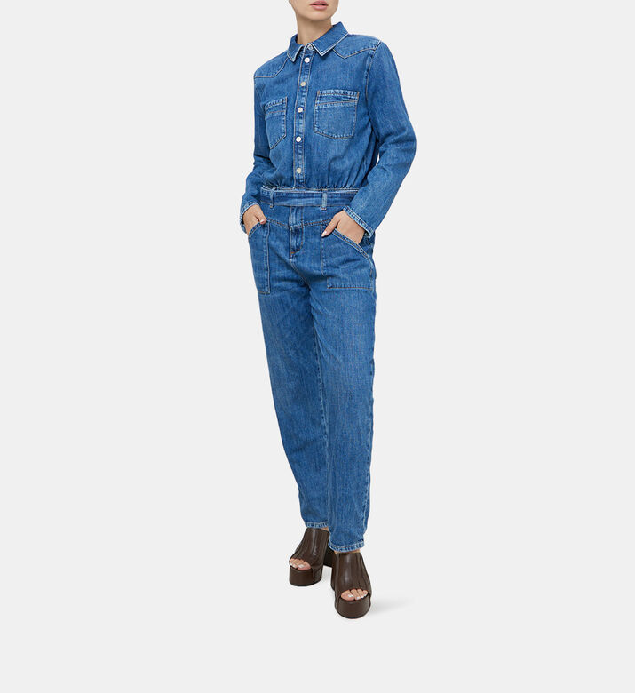 Jerry Belted Waist Denim Jumpsuit