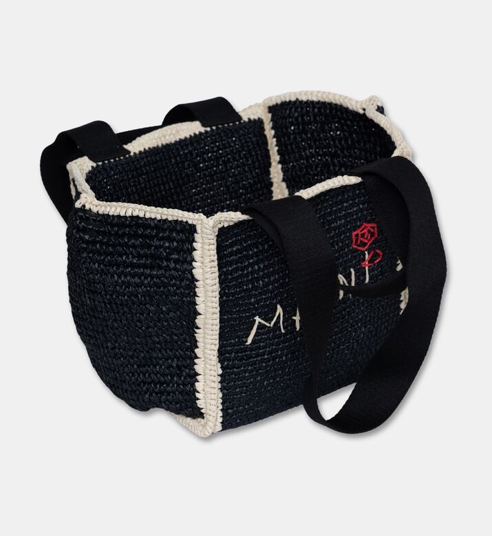 Marni Sillo Raffia-effect Shopper Bag, Black, Packshot View