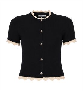 Alice + Olivia Contrast-trim Short-sleeve Cardigan, Packshot View