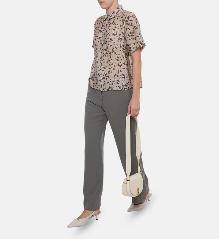 Samsoe Salara Micro-pattern Tailored Wide-leg Trousers, Model View