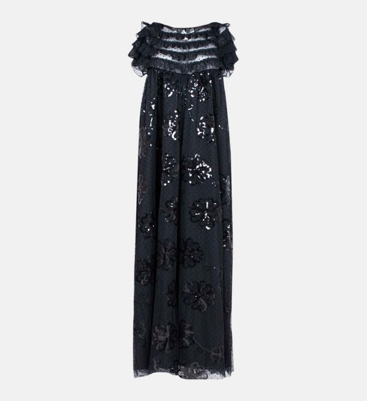 Tulle Ruffled Maxi Dress