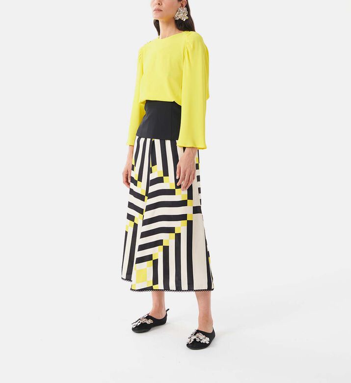 Geometric-print Flared Skirt