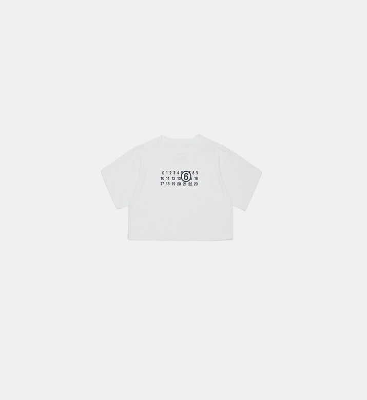 Cotton Number-print Cropped T-shirt