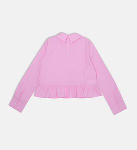 بلوزة قطن مكشكشة بياقة بلوغو