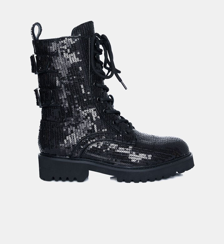 Sequined Flat Heel Boots