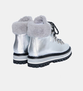 جزمة بطول الكاحل جلد معدني فرو