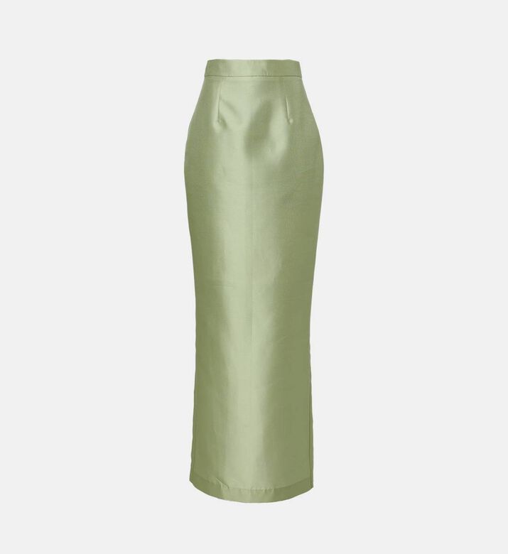 Savanna Mikado Pencil Maxi Skirt, Green, L, Packshot View