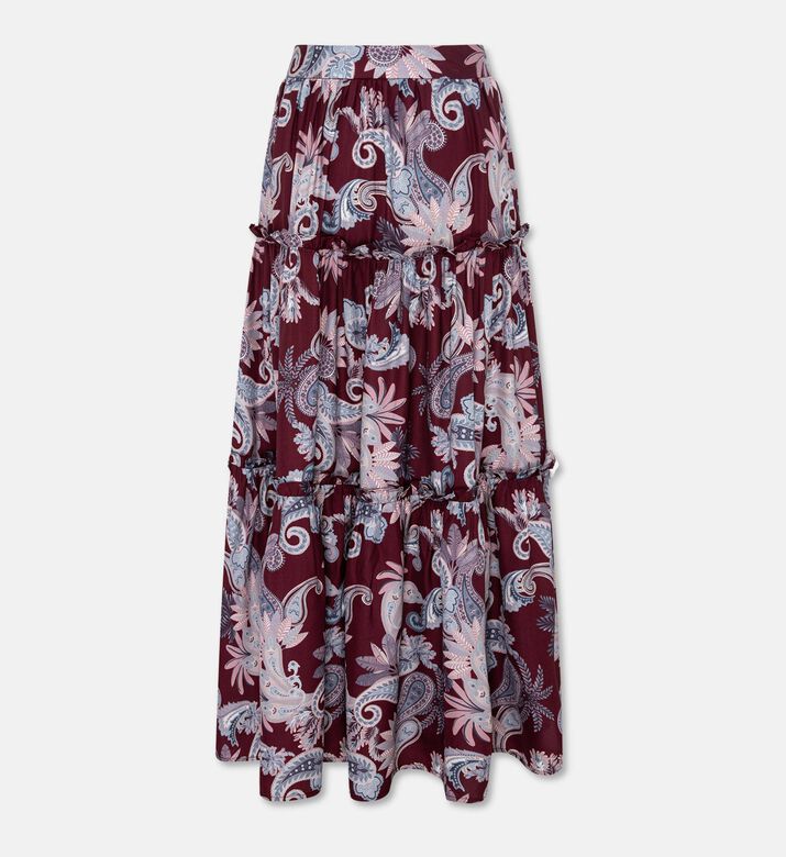 Carter and White Aya Printed Ruffle Tiered Maxi Skirt, Packshot View