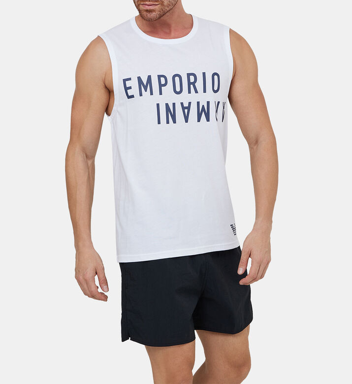 بلوزة بدون أكمام قطن بطبعة لوغو