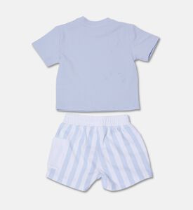 Boss Organic Cotton T-shirt Striped Shorts Set, Blue, 18m, Packshot View