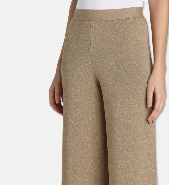 Luisa Spagnoli Zavorra Gold Knit Wide-leg Trousers, Model View