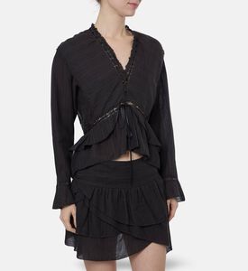 Isabel Marant Ruffled V-neck Lace Blouse, Model View