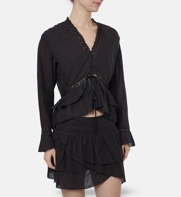 Isabel Marant Ruffled V-neck Lace Blouse, Model View
