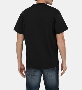 تيشيرت قطن بقصة عادية وطبعة شعار