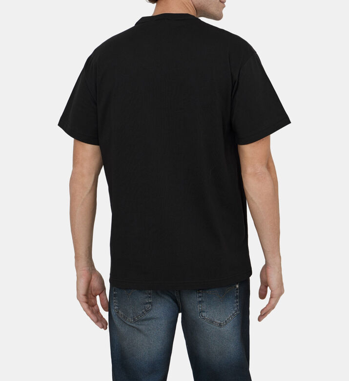 تيشيرت قطن بقصة عادية وطبعة شعار