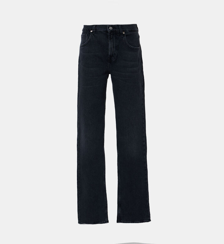 Cotton 5-pockets Straight-leg Washed Denim Pants