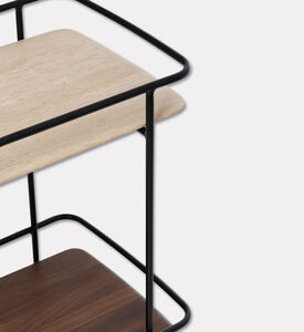 Home Deco and More Shard Wood Body Bar Trolley, Walnut, Packshot View