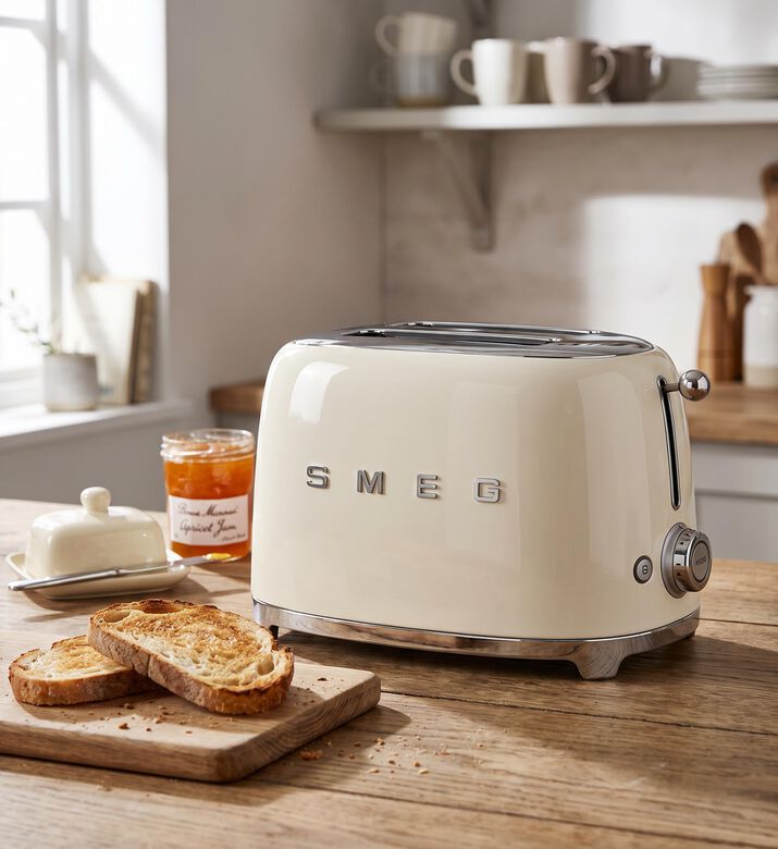 Smeg Long Slot 2-slice Toaster, Cream, Model View