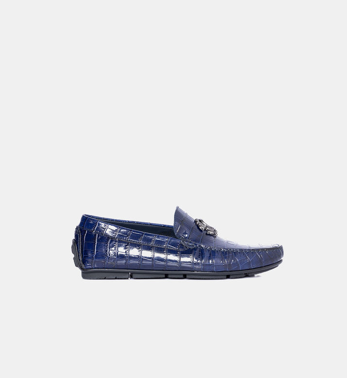 Crocodile-print Mirror Snake Loafers