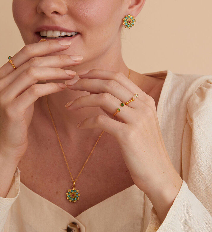 Ottoman Hands Flower Design Beaded Pendant Necklace, Packshot View