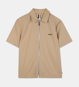 Boss Short-sleeved Seersucker Zip Shirt, Packshot View