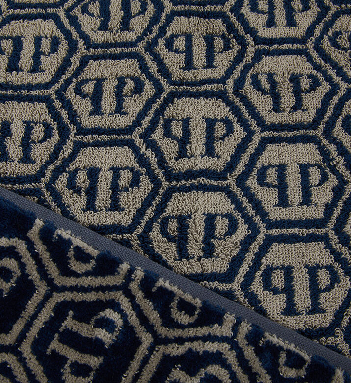 Philip Plein Rectangular Logo Pattern Bath Towel, Blue, 95x150-cm, Packshot View