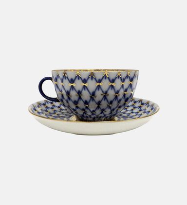 Cobalt Net Tulip Saucer Tea Cup