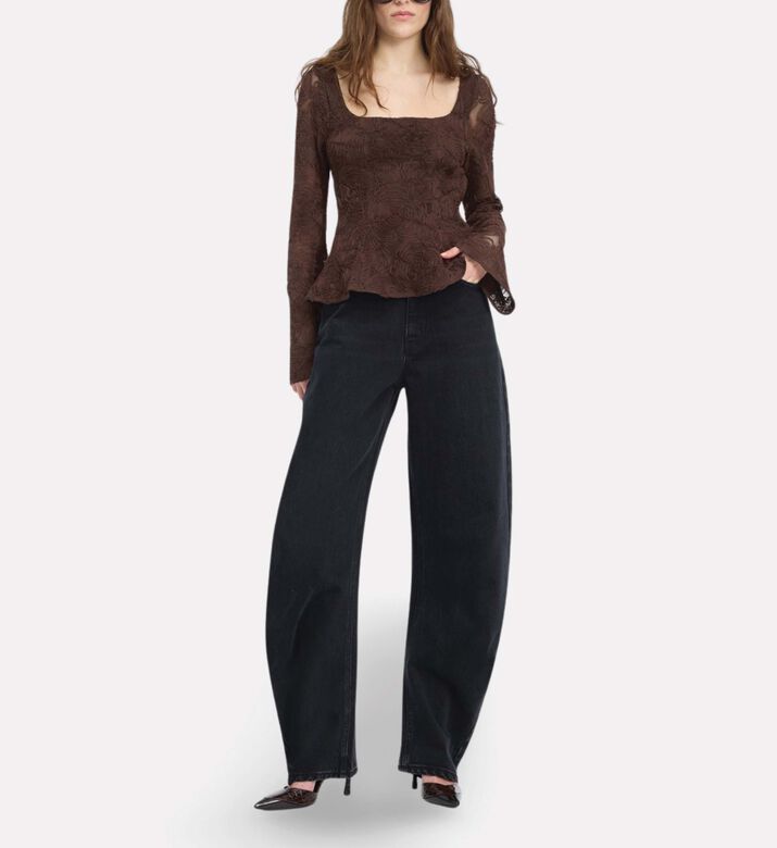 Rotate Floral Embroidered Slim Skirt, Model View