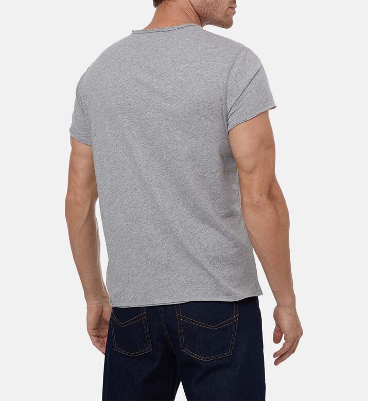 Zadig et Voltaire Monastir Henley-neck Cotton T-shirt, Grey, S, Model View