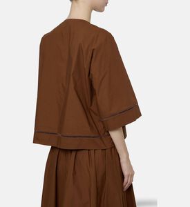 Forte-Forte Cotton Poplin Openwork-detail Shirt, Model View