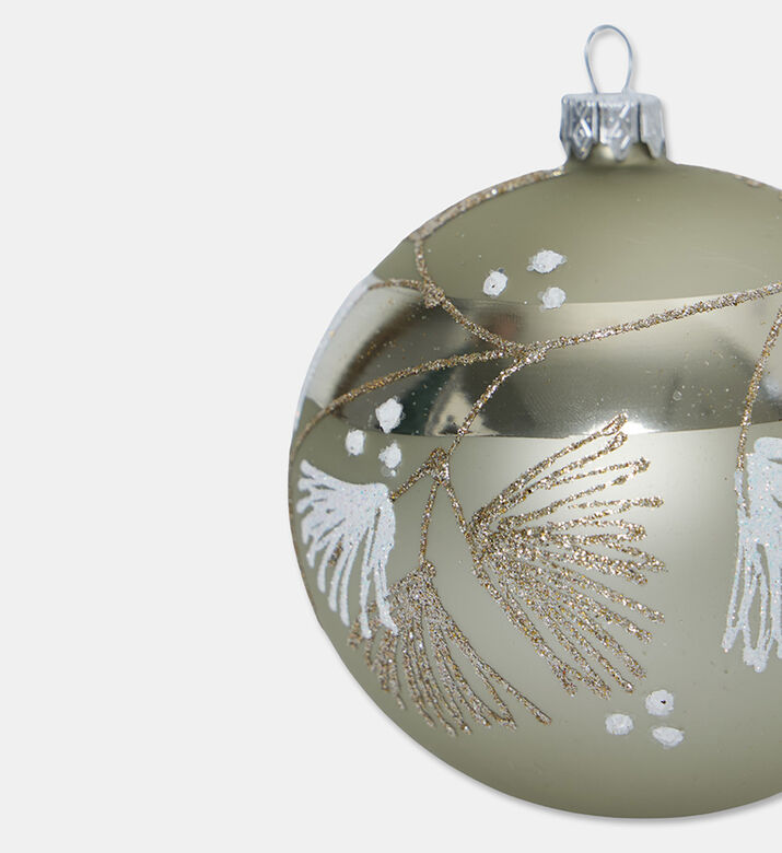 Home Deco and More Glittered Flowers Christmas Ball, Green, Packshot View