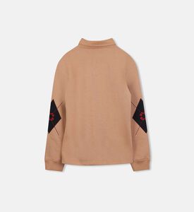 قميص بولو طويل الأكمام برقعة على الكوع