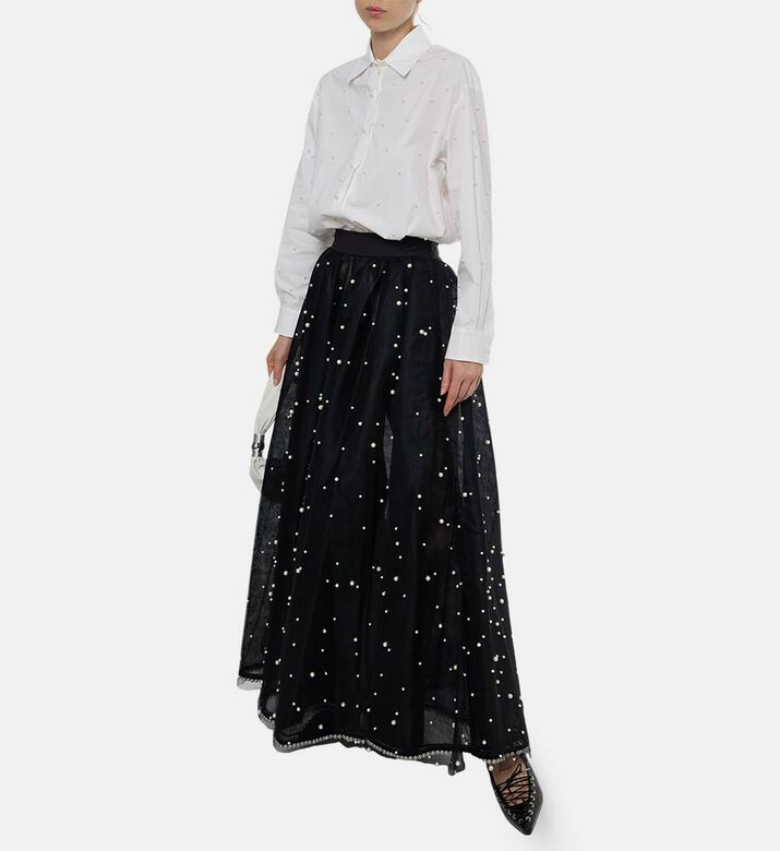 Edward Achour Paris Pearl-embellished Button-down Shirt, Model View Edward Achour Paris Pearl-embellished Button-down Shirt, Model View