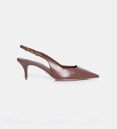 Leather Slingback Heels Pumps