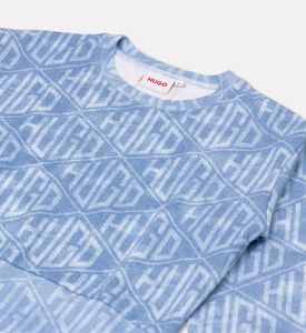 Hugo Denim-effect Geometric Logos Loose-fit Sweatshirt, Packshot View